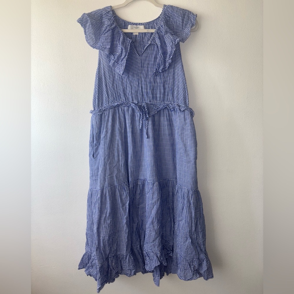 Trovata Birds of Paradise Blue Plaid Gingham Dress XS